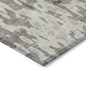 Homeroots 3' X 5' Elegant Abstract Washable Area Rug For Indoor And Outdoor Spaces - Durable & Stylish Design Taupe Polyester 613385