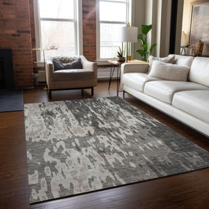 Homeroots 3' X 5' Elegant Abstract Washable Area Rug For Indoor And Outdoor Spaces - Durable & Stylish Design Taupe Polyester 613385
