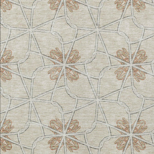 Homeroots 3' Stylish Geometric Washable Area Rug For Indoor Or Outdoor Use - Durable, Stain-resistant Design Beige Polyester 613398