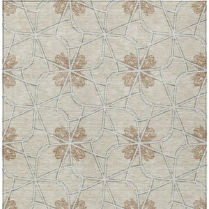 Homeroots 3' Stylish Geometric Washable Area Rug For Indoor Or Outdoor Use - Durable, Stain-resistant Design Beige Polyester 613399