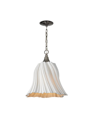 Currey & Company Twirl White Pendant: Elegant 3d-printed Porcelain, Dimmable, Adjustable Length, Modern Design Lighting White Porcelain ,Metal 9000-1282-currey-company