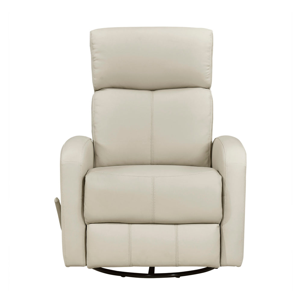 English Elm 1pc Glider Recliner Chair Top Grain Leather Swivel Recliner with Smooth Glide, Plush Foam Comfort Beige 32 L x 30.75 W x 27.5 H B011P395859