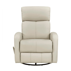 English Elm 1pc Glider Recliner Chair Top Grain Leather Swivel Recliner with Smooth Glide, Plush Foam Comfort Beige 32 L x 30.75 W x 27.5 H B011P395859