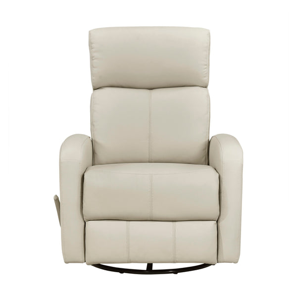 English Elm 1pc Glider Recliner Chair Top Grain Leather Swivel Recliner with Smooth Glide, Plush Foam Comfort Beige 32 L x 30.75 W x 27.5 H B011P395859