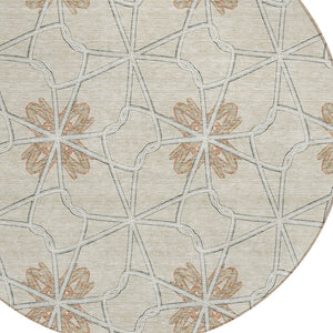 Homeroots 3' Stylish Geometric Washable Area Rug For Indoor Or Outdoor Use - Durable, Stain-resistant Design Beige Polyester 613400