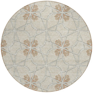 Homeroots 3' Stylish Geometric Washable Area Rug For Indoor Or Outdoor Use - Durable, Stain-resistant Design Beige Polyester 613400