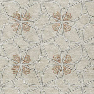 Homeroots 3' Stylish Geometric Washable Area Rug For Indoor Or Outdoor Use - Durable, Stain-resistant Design Beige Polyester 613402