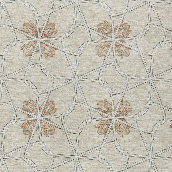 Homeroots 3' Stylish Geometric Washable Area Rug For Indoor Or Outdoor Use - Durable, Stain-resistant Design Beige Polyester 613402