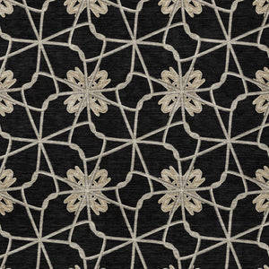 Homeroots 3' Stylish Geometric Washable Area Rug For Indoor Or Outdoor Use - Durable, Stain-resistant Design Black Polyester 613405