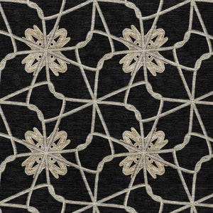 HomeRoots 5' Black and Ivory Geometric Area Rug - Durable, Washable, Indoor/Outdoor Use for Modern Spaces 10' X 14' 613409
