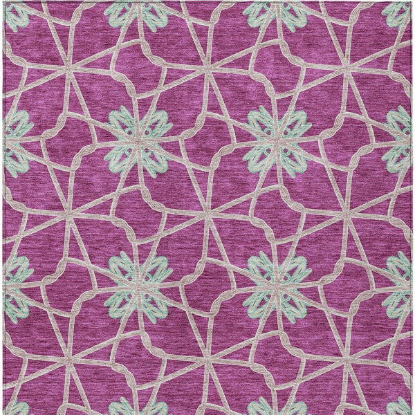 Homeroots 3' Stylish Geometric Washable Area Rug For Indoor Or Outdoor Use - Durable, Stain-resistant Design Blush Polyester 613415