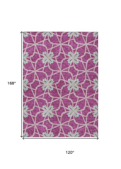 Homeroots 3' Stylish Geometric Washable Area Rug For Indoor Or Outdoor Use - Durable, Stain-resistant Design Blush Polyester 613415