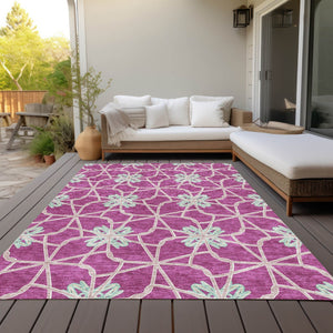 Homeroots 3' Stylish Geometric Washable Area Rug For Indoor Or Outdoor Use - Durable, Stain-resistant Design Blush Polyester 613415