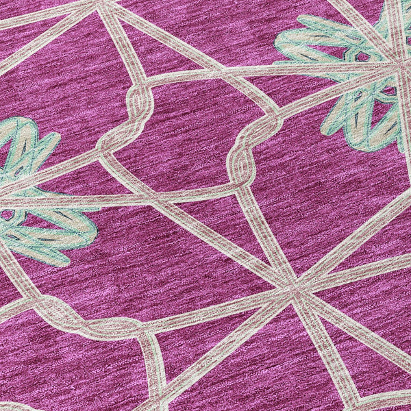 Homeroots 3' Stylish Geometric Washable Area Rug For Indoor Or Outdoor Use - Durable, Stain-resistant Design Blush Polyester 613415