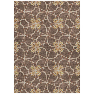 Homeroots 3' Stylish Geometric Washable Area Rug For Indoor Or Outdoor Use - Durable, Stain-resistant Design Brown Polyester 613417