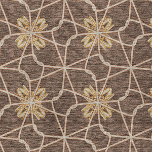 Homeroots 3' Stylish Geometric Washable Area Rug For Indoor Or Outdoor Use - Durable, Stain-resistant Design Brown Polyester 613420