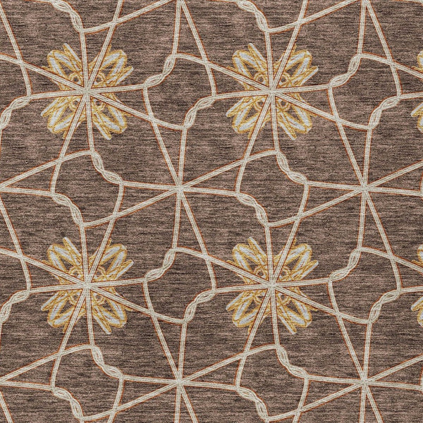 Homeroots 3' Stylish Geometric Washable Area Rug For Indoor Or Outdoor Use - Durable, Stain-resistant Design Brown Polyester 613420