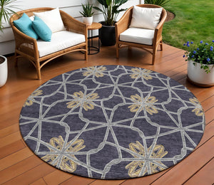 Homeroots 3' Stylish Geometric Washable Area Rug For Indoor Or Outdoor Use - Durable, Stain-resistant Design Charcoal Polyester 613424