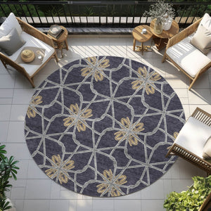 Homeroots 3' Stylish Geometric Washable Area Rug For Indoor Or Outdoor Use - Durable, Stain-resistant Design Charcoal Polyester 613424
