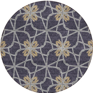 Homeroots 3' Stylish Geometric Washable Area Rug For Indoor Or Outdoor Use - Durable, Stain-resistant Design Charcoal Polyester 613424