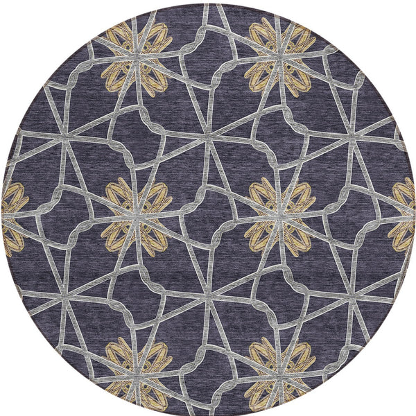 Homeroots 3' Stylish Geometric Washable Area Rug For Indoor Or Outdoor Use - Durable, Stain-resistant Design Charcoal Polyester 613424