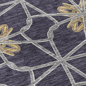 Homeroots 3' Stylish Geometric Washable Area Rug For Indoor Or Outdoor Use - Durable, Stain-resistant Design Charcoal Polyester 613424