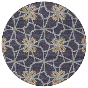 Homeroots 3' Stylish Geometric Washable Area Rug For Indoor Or Outdoor Use - Durable, Stain-resistant Design Charcoal Polyester 613424