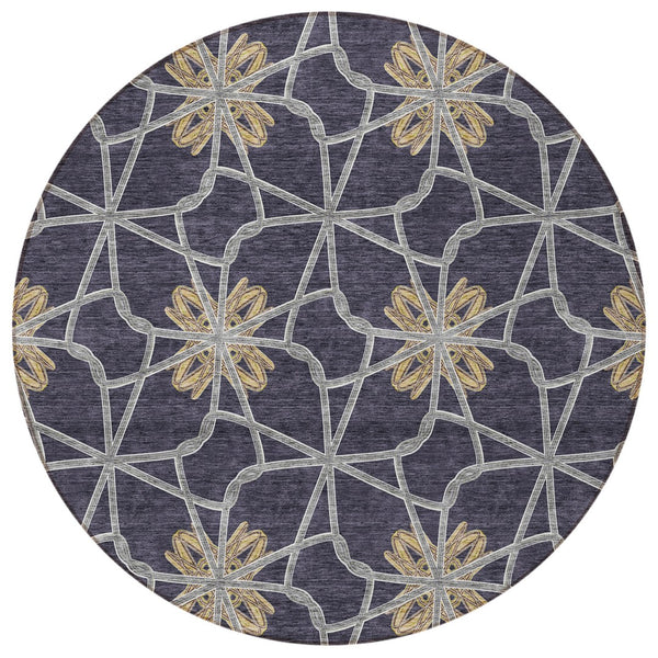 Homeroots 3' Stylish Geometric Washable Area Rug For Indoor Or Outdoor Use - Durable, Stain-resistant Design Charcoal Polyester 613424