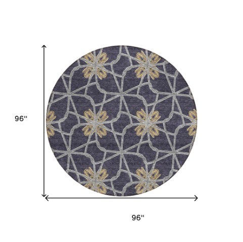 Homeroots 3' Stylish Geometric Washable Area Rug For Indoor Or Outdoor Use - Durable, Stain-resistant Design Charcoal Polyester 613424