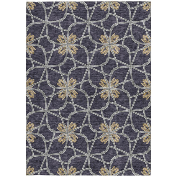 Homeroots 3' Stylish Geometric Washable Area Rug For Indoor Or Outdoor Use - Durable, Stain-resistant Design Charcoal Polyester 613427