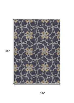 Homeroots 3' Stylish Geometric Washable Area Rug For Indoor Or Outdoor Use - Durable, Stain-resistant Design Charcoal Polyester 613427