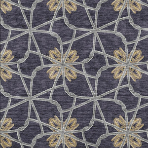 Homeroots 3' Stylish Geometric Washable Area Rug For Indoor Or Outdoor Use - Durable, Stain-resistant Design Charcoal Polyester 613427