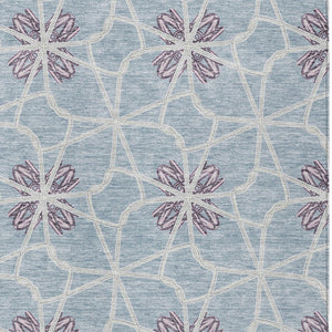 Homeroots 3' Stylish Geometric Washable Area Rug For Indoor Or Outdoor Use - Durable, Stain-resistant Design Denim Blue Polyester 613428