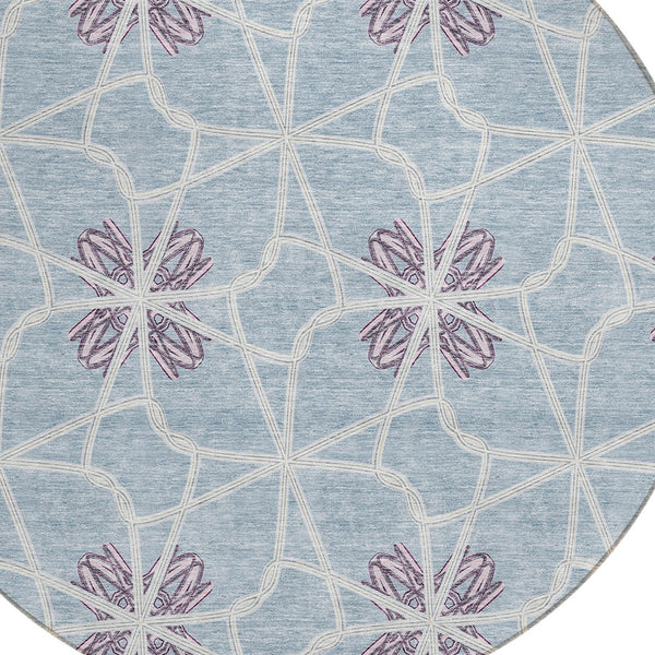 Homeroots 3' Stylish Geometric Washable Area Rug For Indoor Or Outdoor Use - Durable, Stain-resistant Design Denim Blue Polyester 613430