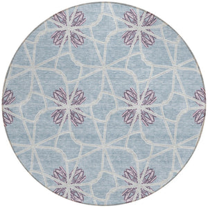 Homeroots 3' Stylish Geometric Washable Area Rug For Indoor Or Outdoor Use - Durable, Stain-resistant Design Denim Blue Polyester 613430