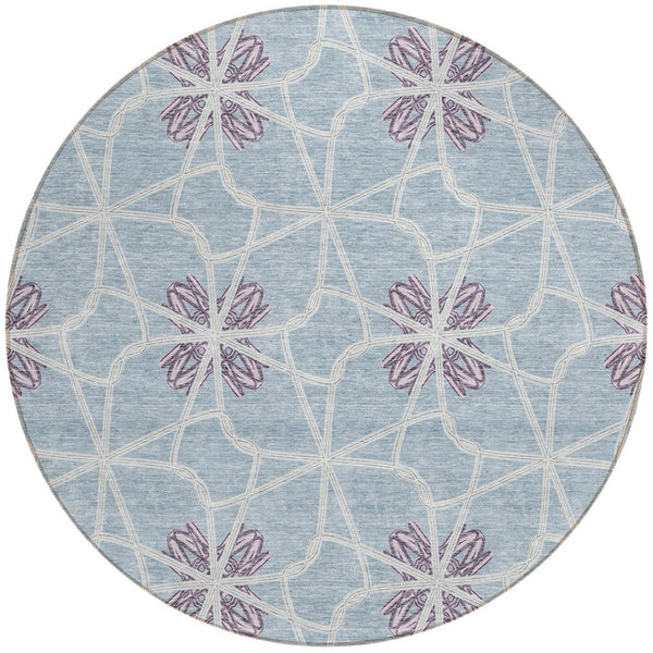 Homeroots 3' Stylish Geometric Washable Area Rug For Indoor Or Outdoor Use - Durable, Stain-resistant Design Denim Blue Polyester 613430