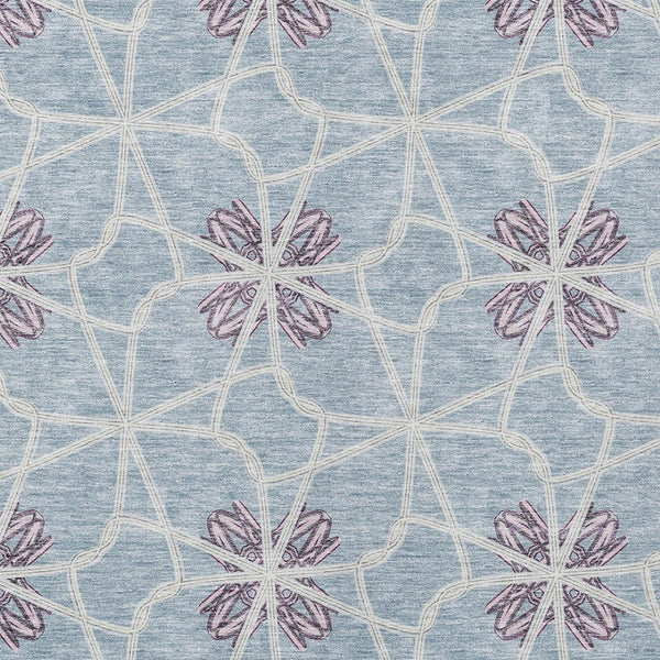 Homeroots 3' Stylish Geometric Washable Area Rug For Indoor Or Outdoor Use - Durable, Stain-resistant Design Denim Blue Polyester 613432