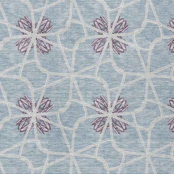 Homeroots 3' Stylish Geometric Washable Area Rug For Indoor Or Outdoor Use - Durable, Stain-resistant Design Denim Blue Polyester 613433