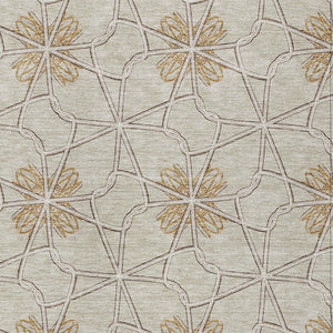 Homeroots 3' Stylish Geometric Washable Area Rug For Indoor Or Outdoor Use - Durable, Stain-resistant Design Ivory Polyester 613435