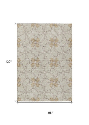 Homeroots 3' Stylish Geometric Washable Area Rug For Indoor Or Outdoor Use - Durable, Stain-resistant Design Ivory Polyester 613437