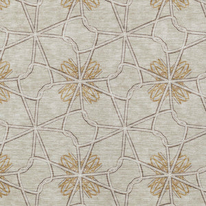 Homeroots 3' Stylish Geometric Washable Area Rug For Indoor Or Outdoor Use - Durable, Stain-resistant Design Ivory Polyester 613437