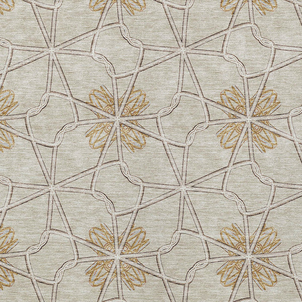 Homeroots 3' Stylish Geometric Washable Area Rug For Indoor Or Outdoor Use - Durable, Stain-resistant Design Ivory Polyester 613437