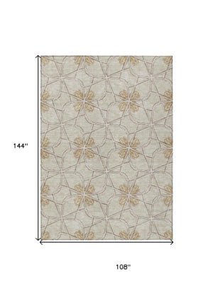 Homeroots 3' Stylish Geometric Washable Area Rug For Indoor Or Outdoor Use - Durable, Stain-resistant Design Ivory Polyester 613438