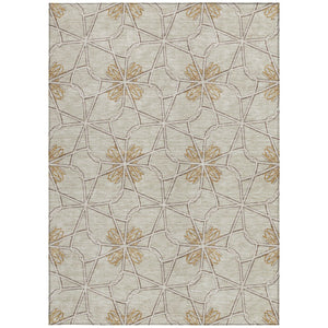 Homeroots 3' Stylish Geometric Washable Area Rug For Indoor Or Outdoor Use - Durable, Stain-resistant Design Ivory Polyester 613439