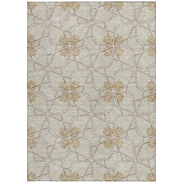 Homeroots 3' Stylish Geometric Washable Area Rug For Indoor Or Outdoor Use - Durable, Stain-resistant Design Ivory Polyester 613439