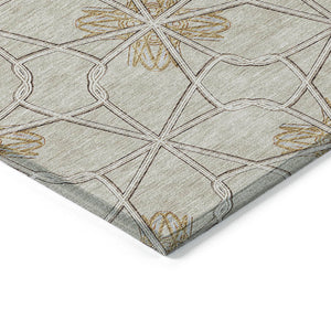 Homeroots 3' Stylish Geometric Washable Area Rug For Indoor Or Outdoor Use - Durable, Stain-resistant Design Ivory Polyester 613439