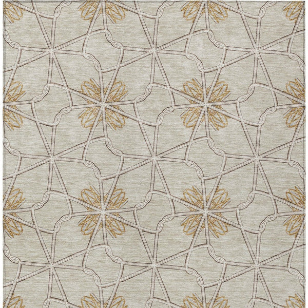 Homeroots 3' Stylish Geometric Washable Area Rug For Indoor Or Outdoor Use - Durable, Stain-resistant Design Ivory Polyester 613439