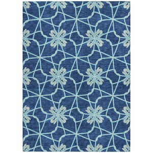 Homeroots 3' Stylish Geometric Washable Area Rug For Indoor Or Outdoor Use - Durable, Stain-resistant Design Navy Blue Polyester 613440