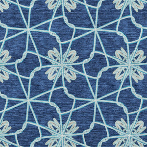 Homeroots 3' Stylish Geometric Washable Area Rug For Indoor Or Outdoor Use - Durable, Stain-resistant Design Navy Blue Polyester 613440