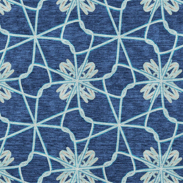 Homeroots 3' Stylish Geometric Washable Area Rug For Indoor Or Outdoor Use - Durable, Stain-resistant Design Navy Blue Polyester 613440